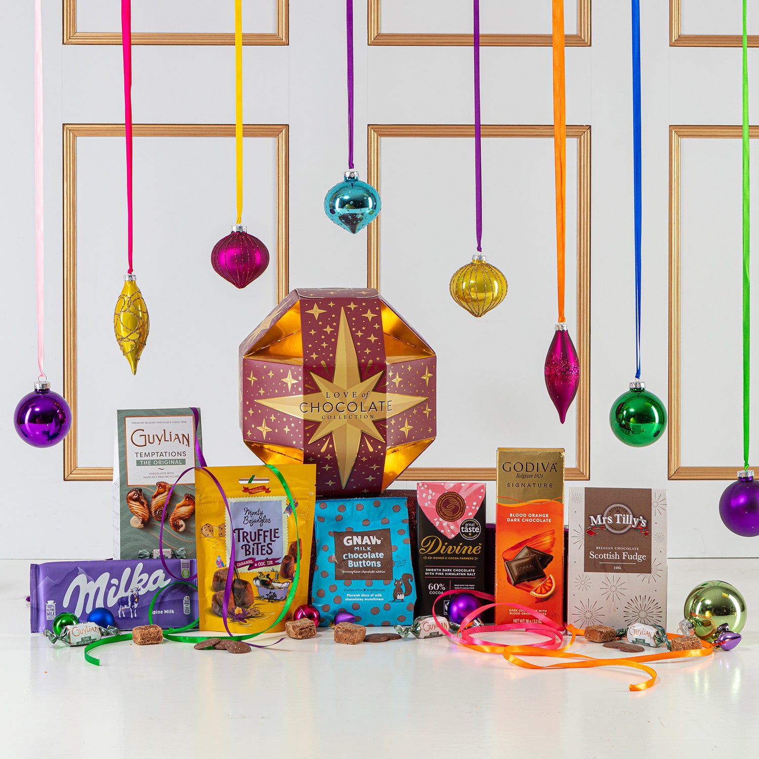 The Love of Chocolate Christmas Bauble in Cranberry