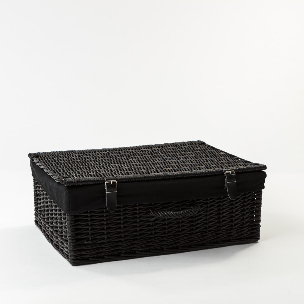 The Oxford Black 4 Person Unfitted Hamper with Liner