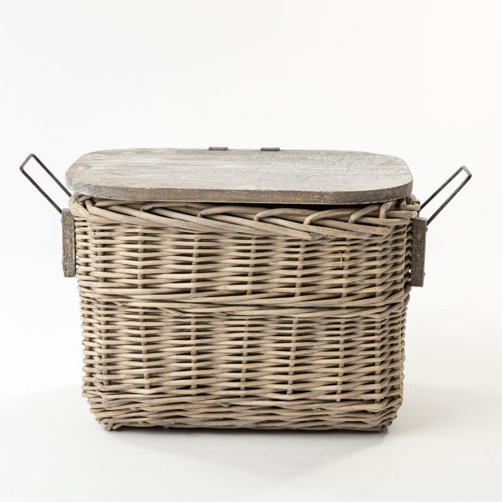The Kingston Wooden Top Basket - Available in Light and Dark Wicker