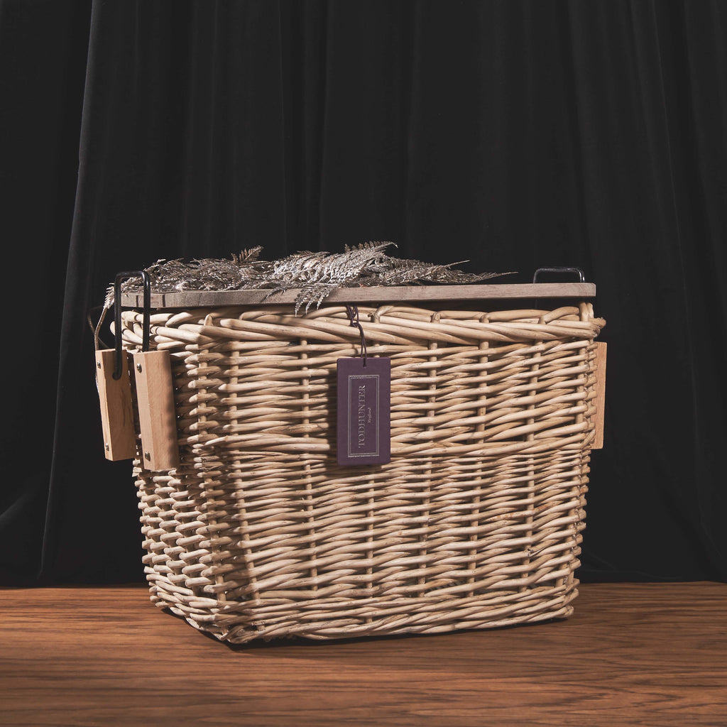 The Kingston Wooden Top Basket - Available in Light and Dark Wicker